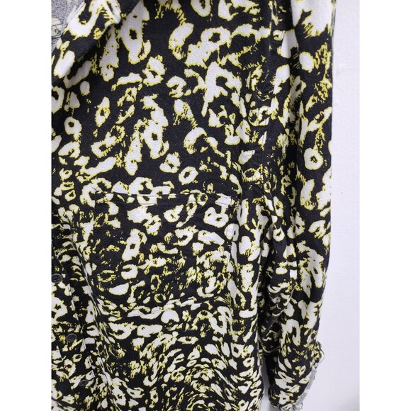 Rock & Republic Womens Animal Print Top XXL Green Tab Sleeve Button Up Casual - Picture 5 of 8